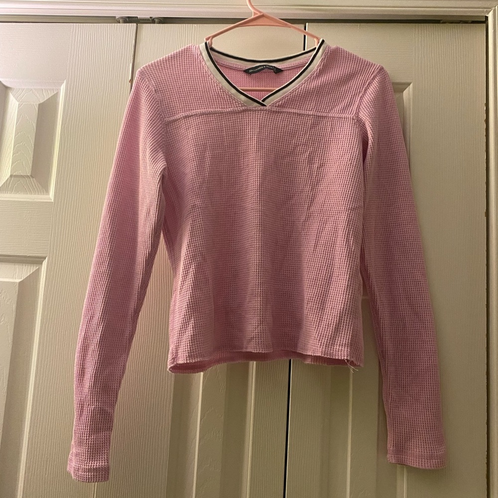 Abercrombie & Fitch Pink and White Knit Top
